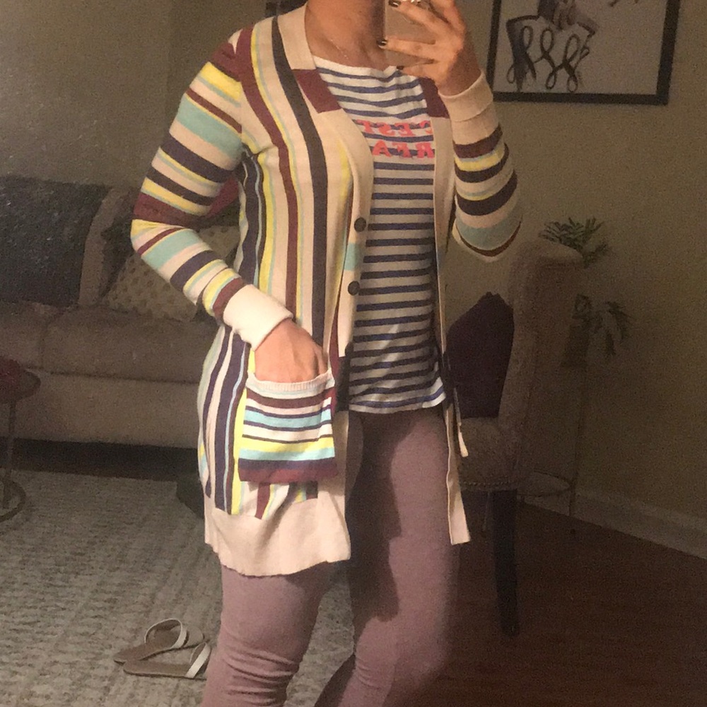 Anthropologie long striped cardigan